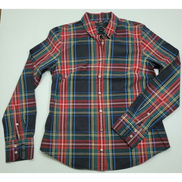 J.CREW Perfect Shirt in Stewart Plaid Tartan Long Sleeve Button Down Size 6 - Picture 2 of 7
